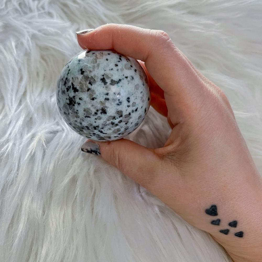 Gorgeous kiwi jasper crystal sphere